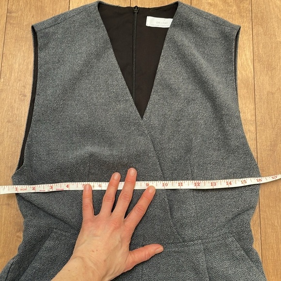 Oak & Fort herringbone tweed jumpsuit XS gray sleeveless wide leg pant suit - Picture 11 of 16